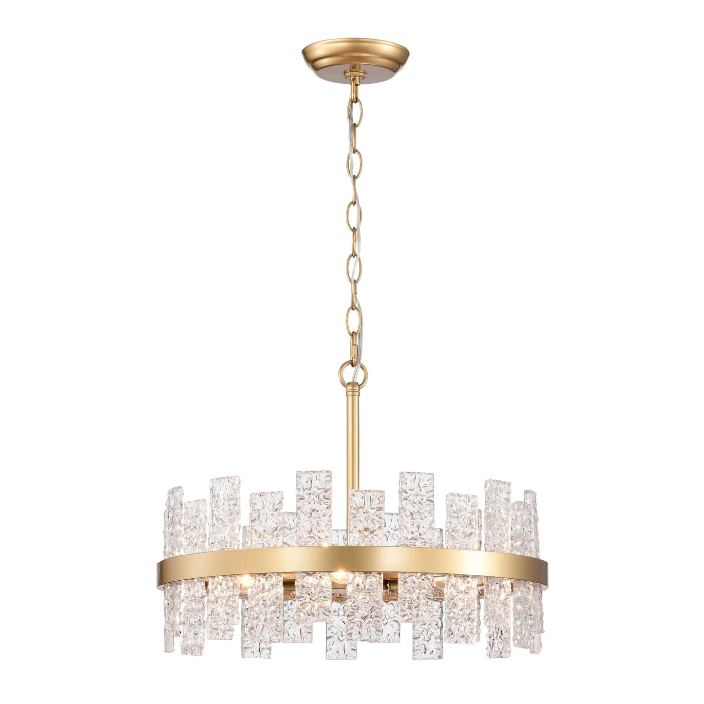 The Lighting Store Casandra 6-light Drum Glass Strip Chandelier Shiny Bronze Painted Gold, Brass, Painted