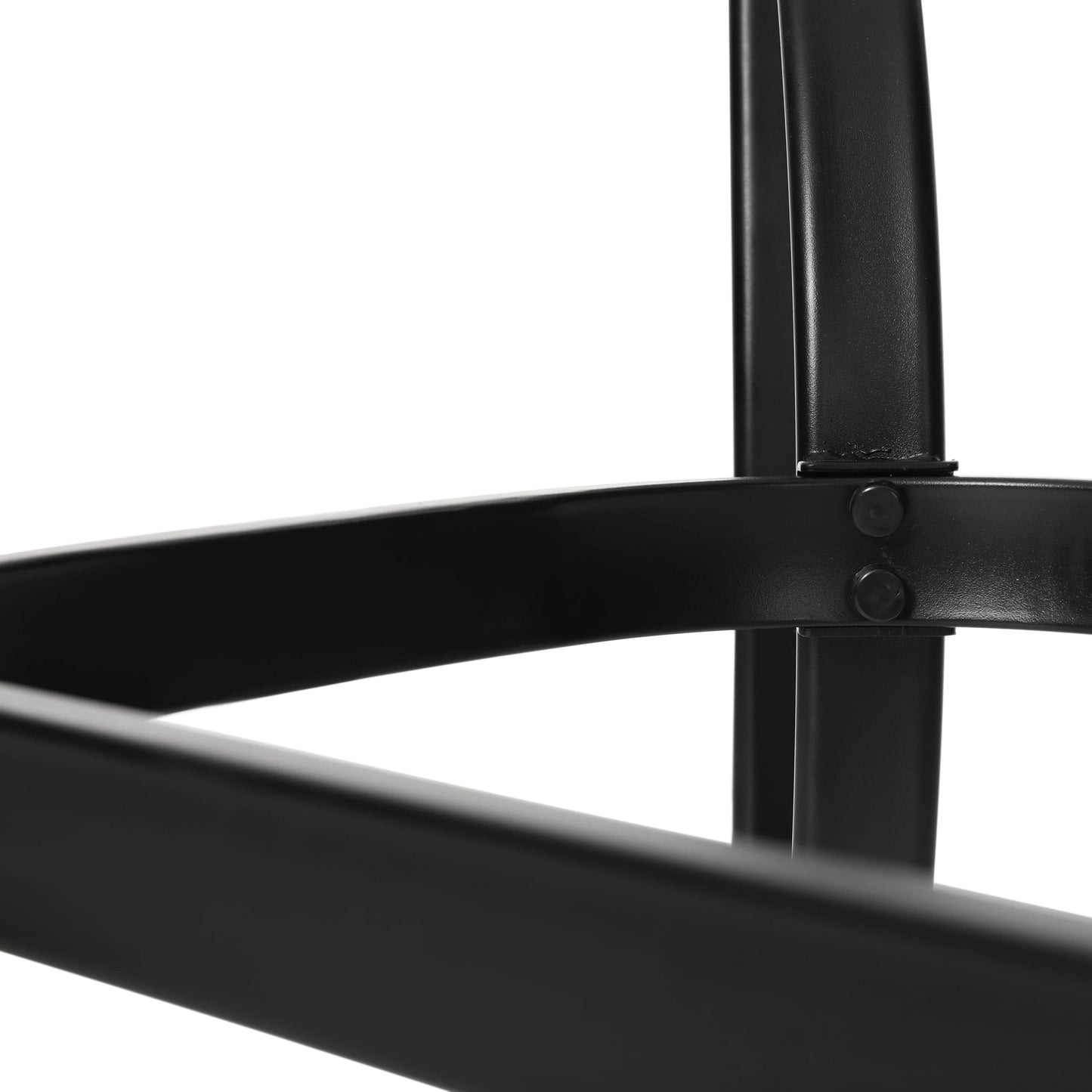 Emma + Oliver Rectangular Tempered Glass Top Patio Table with Umbrella Hole and Black Steel Tube Frame