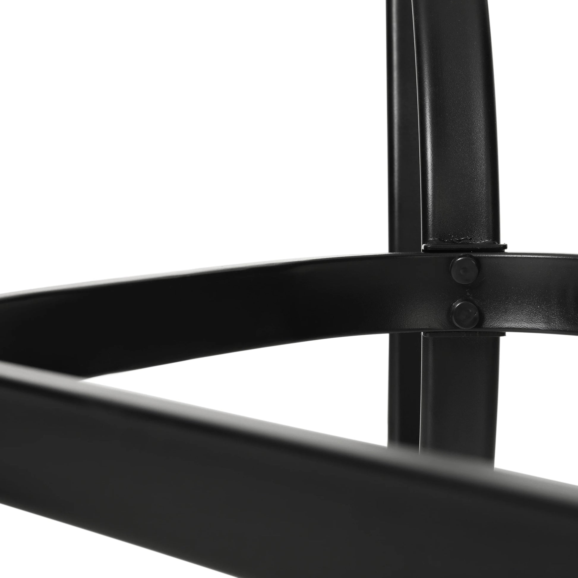 Emma + Oliver Rectangular Tempered Glass Top Patio Table with Umbrella Hole and Black Steel Tube Frame