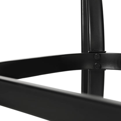 Emma + Oliver Rectangular Tempered Glass Top Patio Table with Umbrella Hole and Black Steel Tube Frame