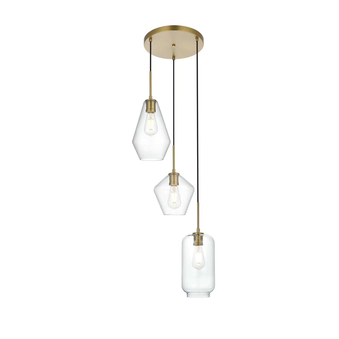 Gene 3 light Chrome and Clear glass pendant