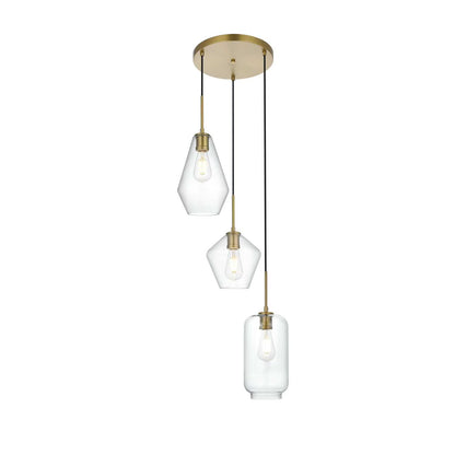 Gene 3 light Chrome and Clear glass pendant