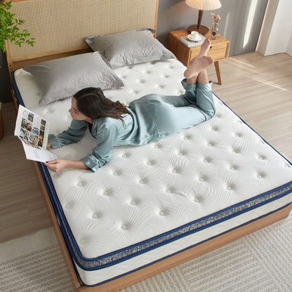 Soges Twin Size 10 Inch Hypoallergenic Hybrid Mattress, Breathable Medium Firm Mattress, Fiberglass Free Cooling Mattress, Individual Pocket Spring Mattress, Mattress in A Box, CertiPUR-US