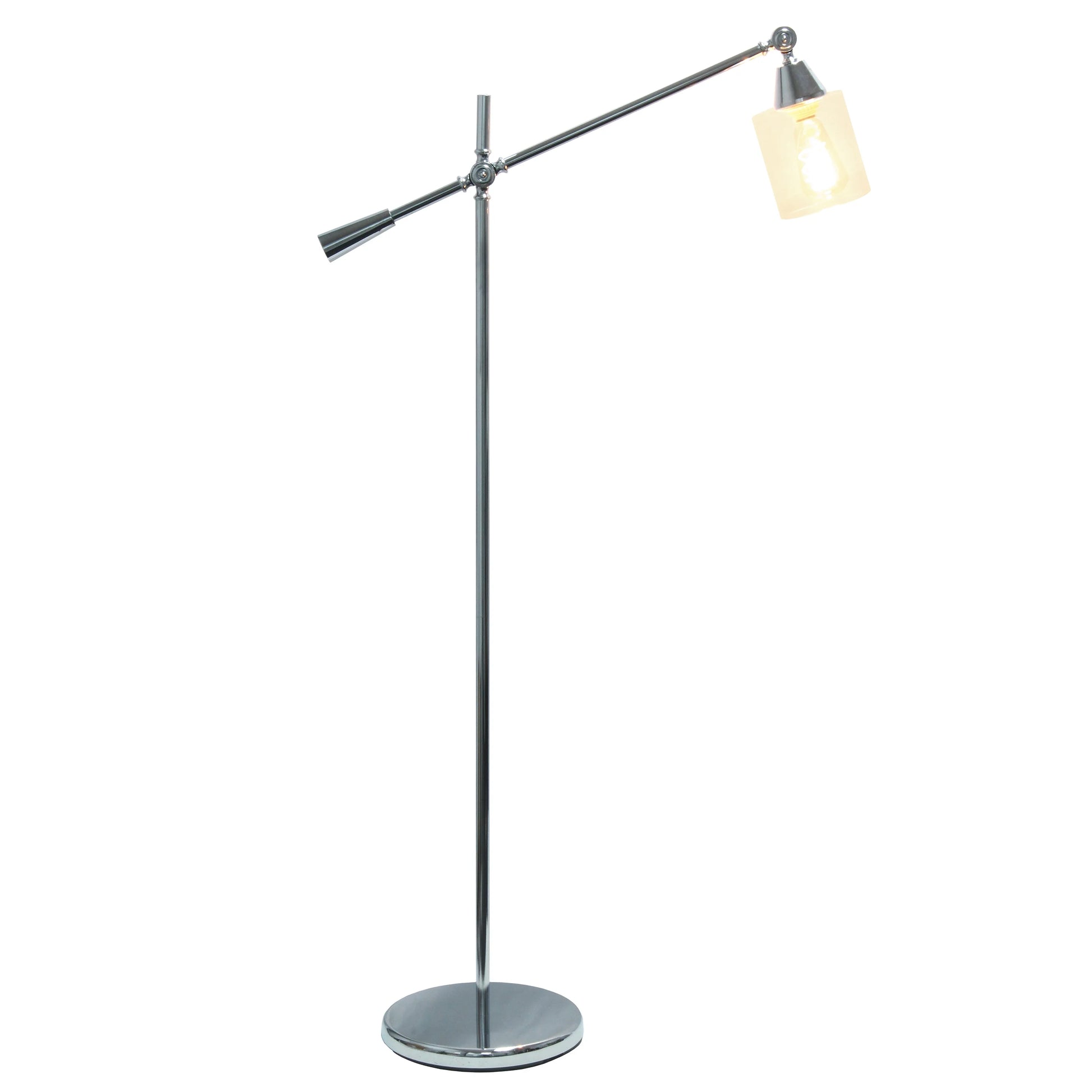 Lalia Home Swing Arm Floor Lamp with Clear Glass Cylindrical Shade, Black Matte