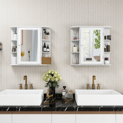 Costway, White, Medium Density Fiberboard, Multipurpose Mount Wall Surface Cabinet Mirror Glass, 26.00 x 6.50 x 23.50 Inches