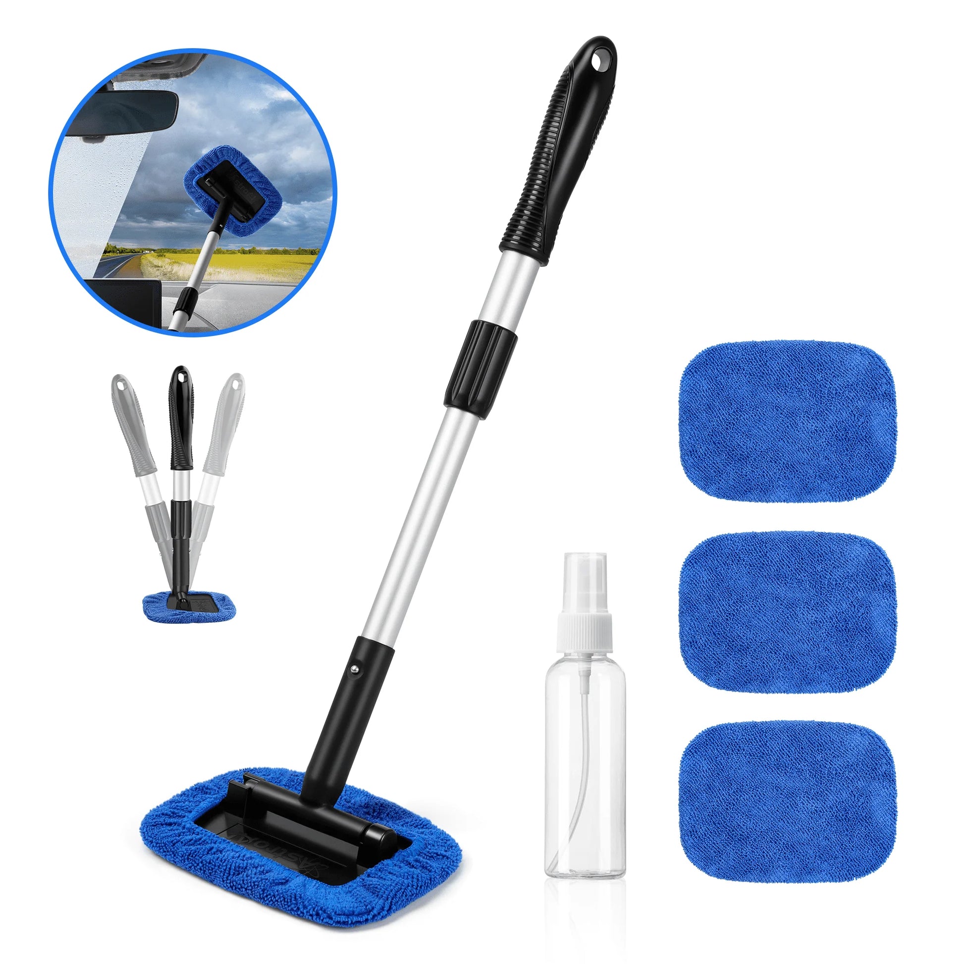Car Wash Kit, Windshield Cleaner Glass Cleaning Tool, Cleaner for Car Window, Blue
