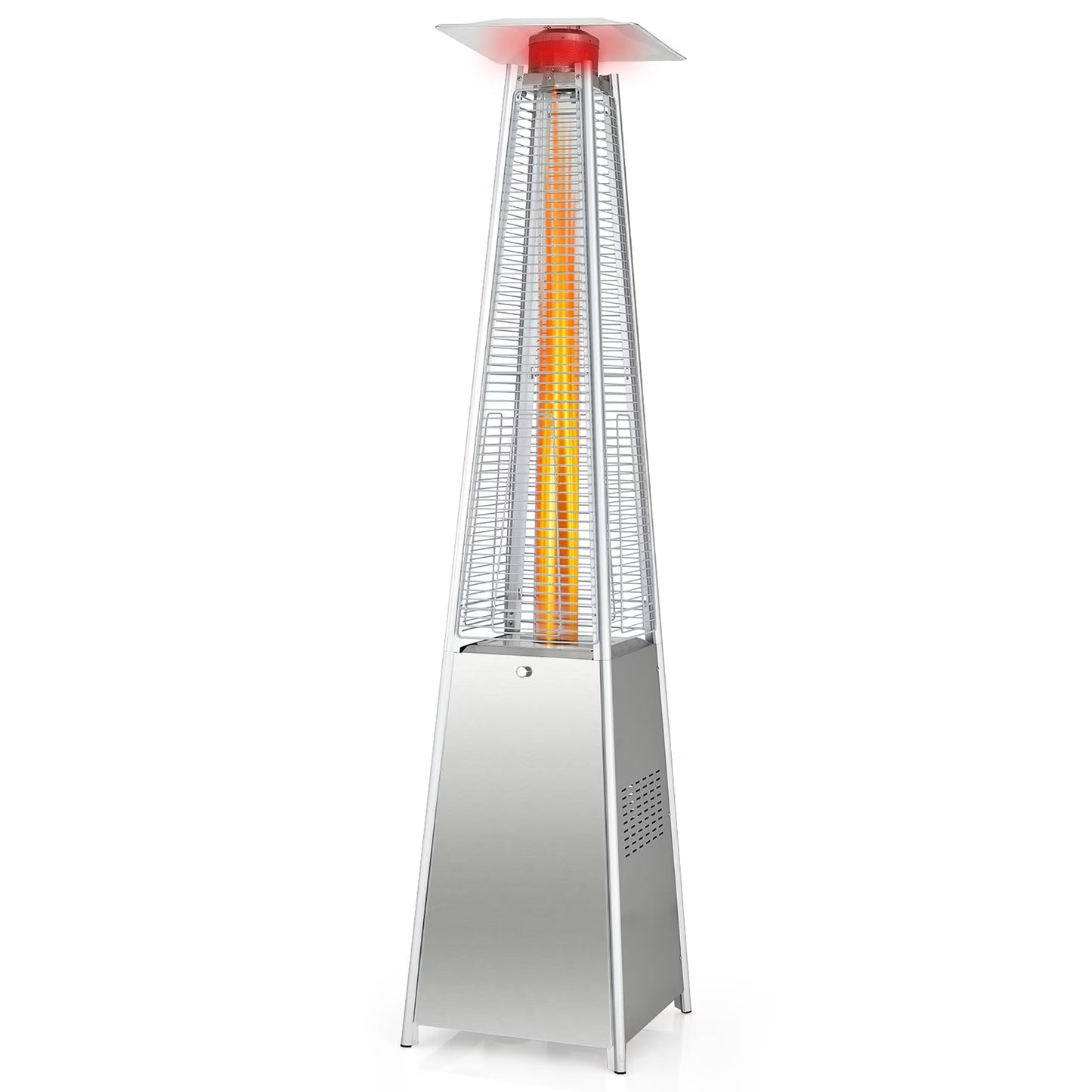 Costway 90'' Tall Pyramid Patio Heater Quartz Glass Tube Flame Heating 42000 BTU W/Wheel
