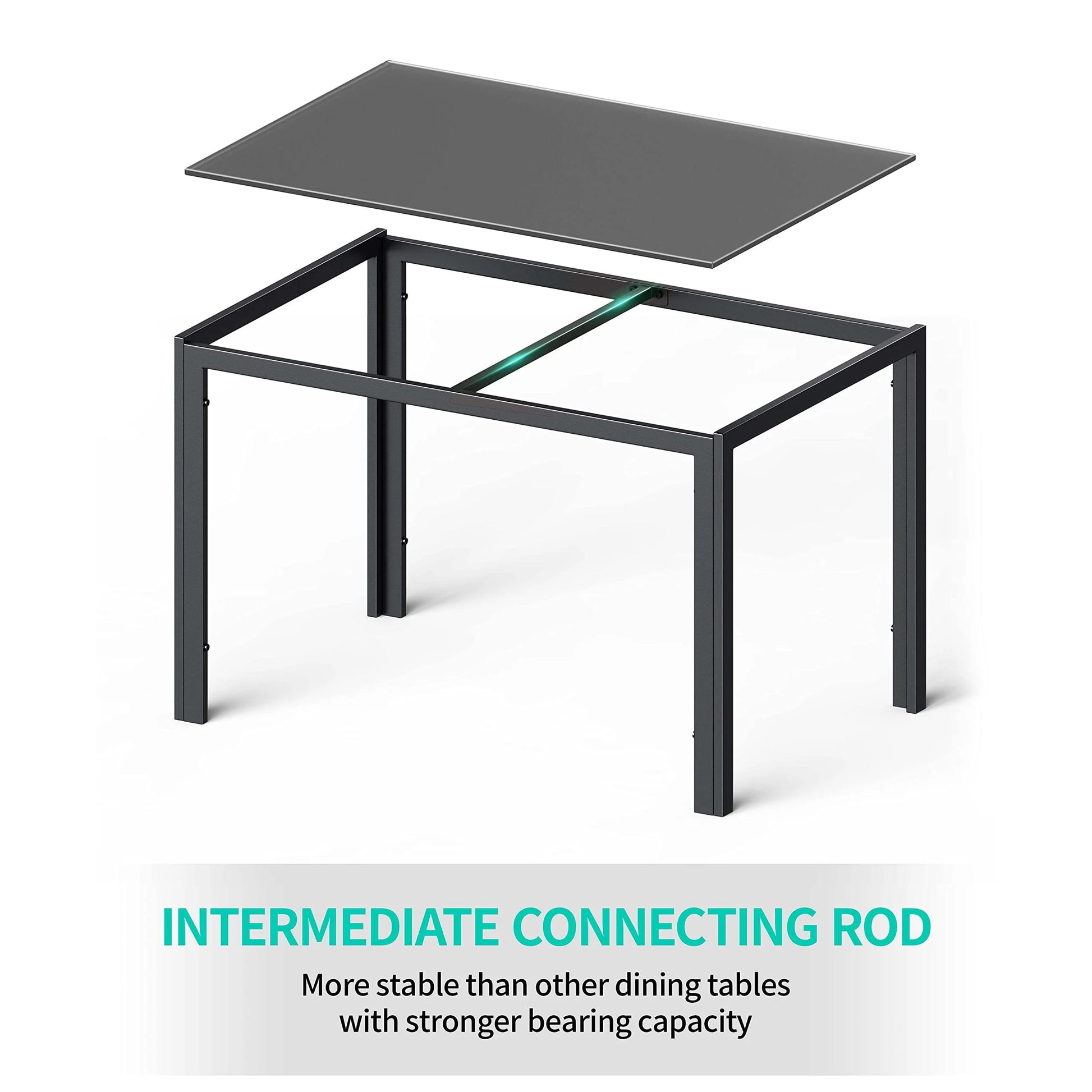 Lofka Glass Dining Table Set for 4, Dining Room Sets with 4 Back Support Chairs for Dinner, Black