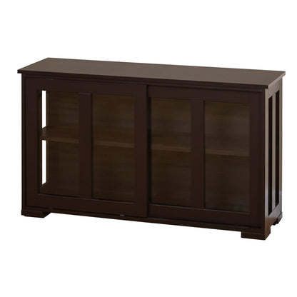 TMS 42°?Wide Contemporary Tempered Glass Sliding Door Stackable Dining Room Sideboard, Espresso Brown Finish