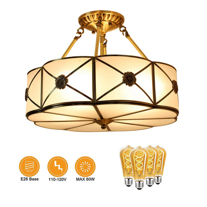 Miumaeov Vintage Ceiling Light Flush Mount Chandelier Stained Glass Pendant Lamp Fixture 110-220V