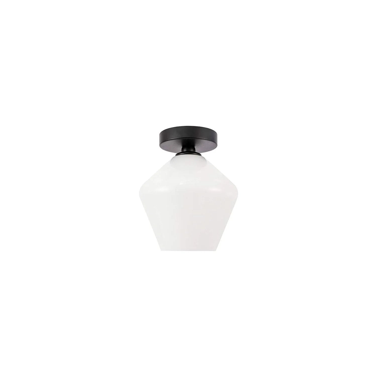 Gene 1 light Brass and Frosted white glass Flush mount