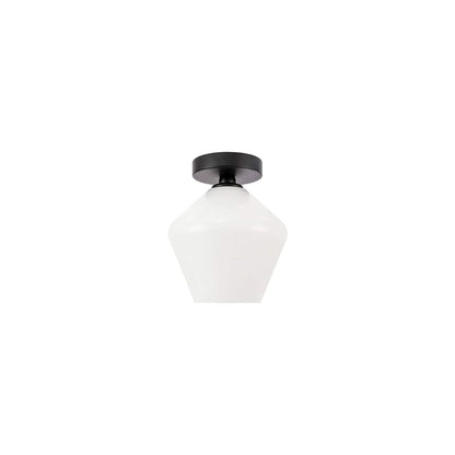 Gene 1 light Brass and Frosted white glass Flush mount