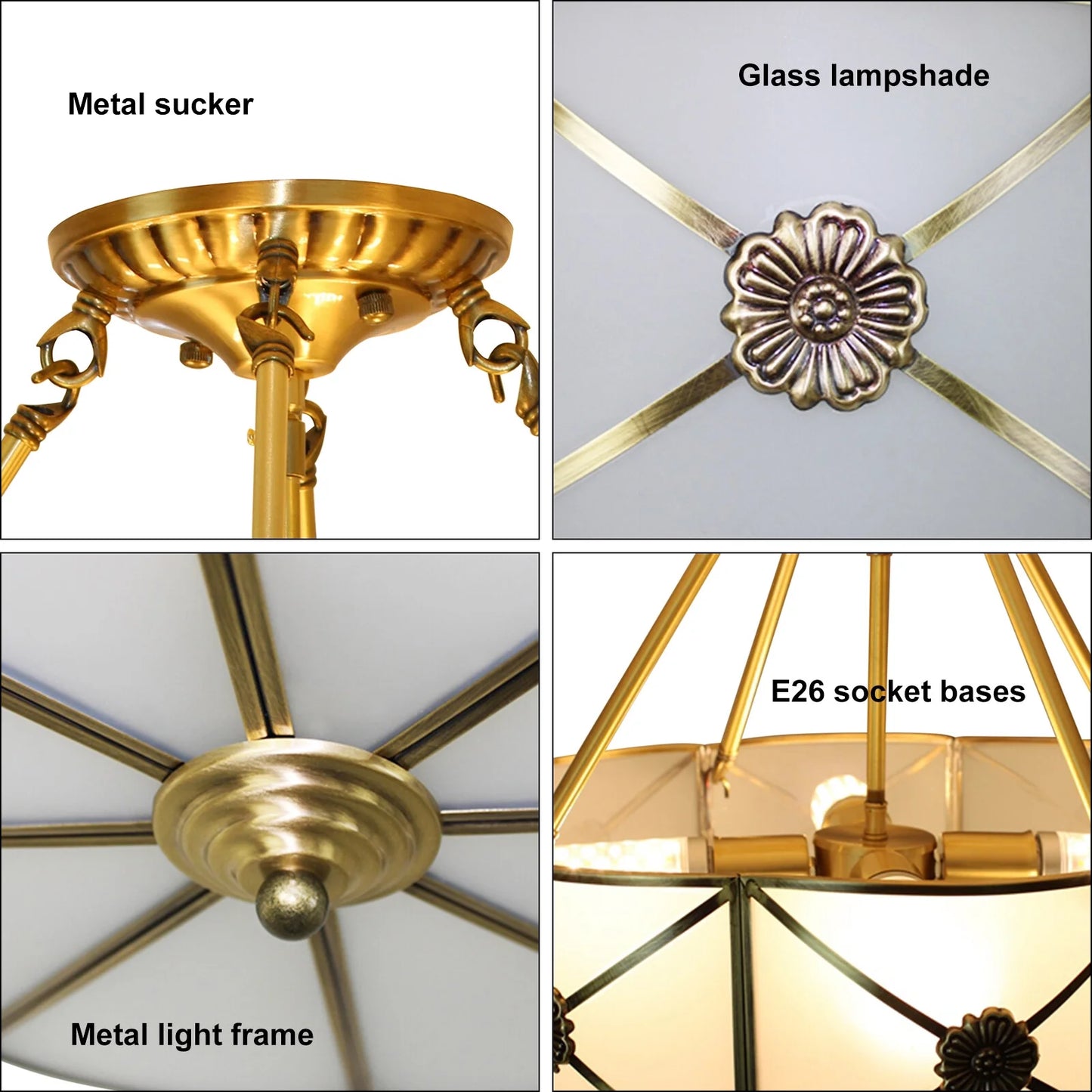 Miumaeov Vintage Ceiling Light Flush Mount Chandelier Stained Glass Pendant Lamp Fixture 110-220V