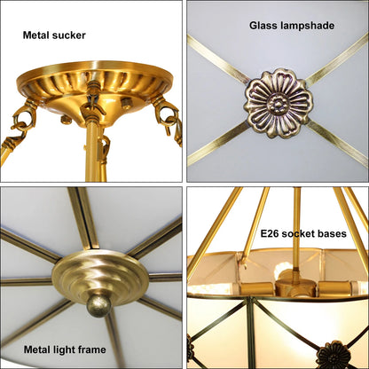 Miumaeov Vintage Ceiling Light Flush Mount Chandelier Stained Glass Pendant Lamp Fixture 110-220V