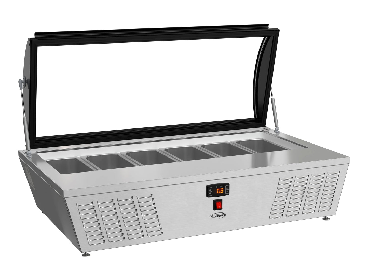 45 in. Countertop Ice Cream Display Freezer with Curved Glass Top and 6 Pans