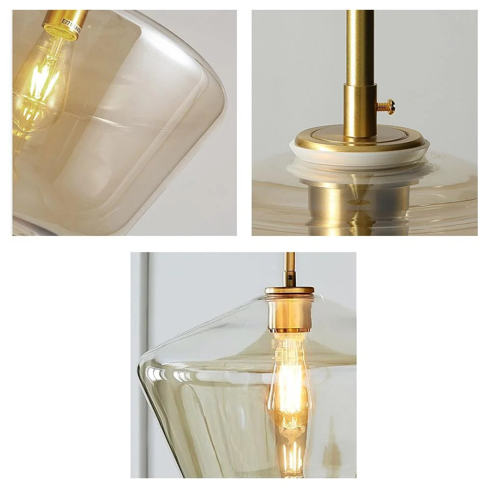 Pendant Lighting Glass Triple Hanging Pendant Light Fixture Glass,Vintage Hanging Ceiling Light Fixture, Fixture Glass Surrounded LED Lighting Fixture Kitchen, Island, Table Hallway Interior Lighting