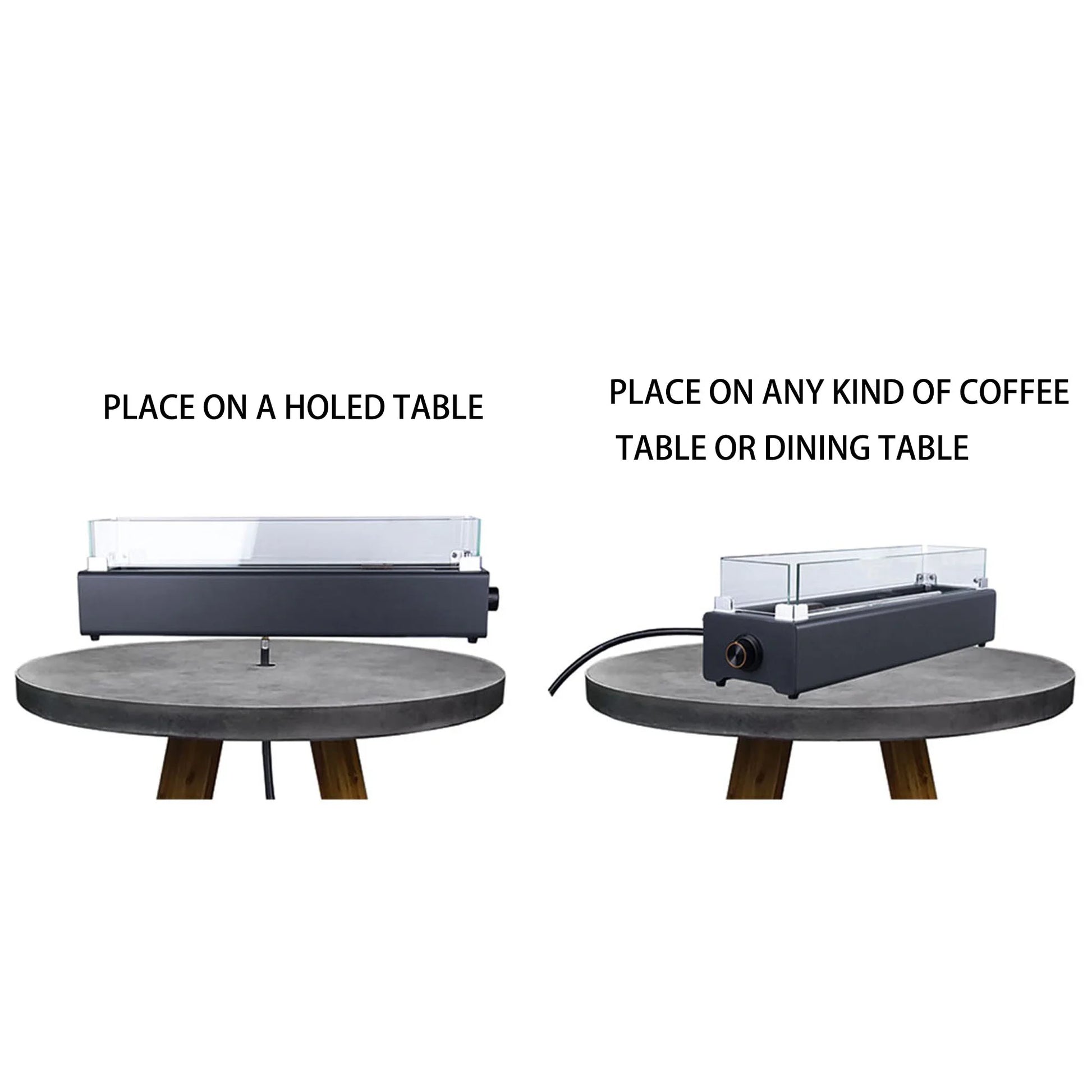 28-inch Table Top Gas Fire Pit, 40,000 BTU Tabletop Propane Fire Pit Portable Fireplace for Patio, Outdoor w/Wind Glass Shield, Glass Rocks, Carbon Gray