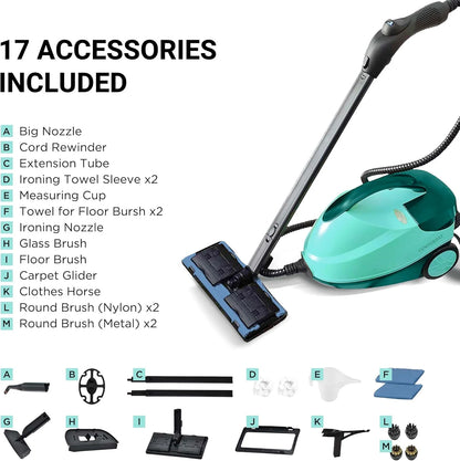 Nozzle, Separate Brushes for Ironing, Nylon, Glass, Carpet, Car, Metal, and Floor. Sleeves and Towel, Measuring Cup (Cyan)