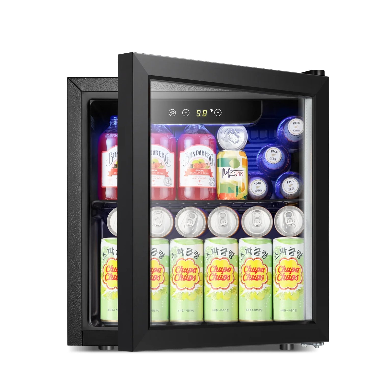 Auseo 1.3 Cu.ft. Mini Beverage Refrigerator Cooler - 55 Can &12 Bottle Mini Fridge with Double Glass Door, for Home/Bar/Office, Electronic touch control