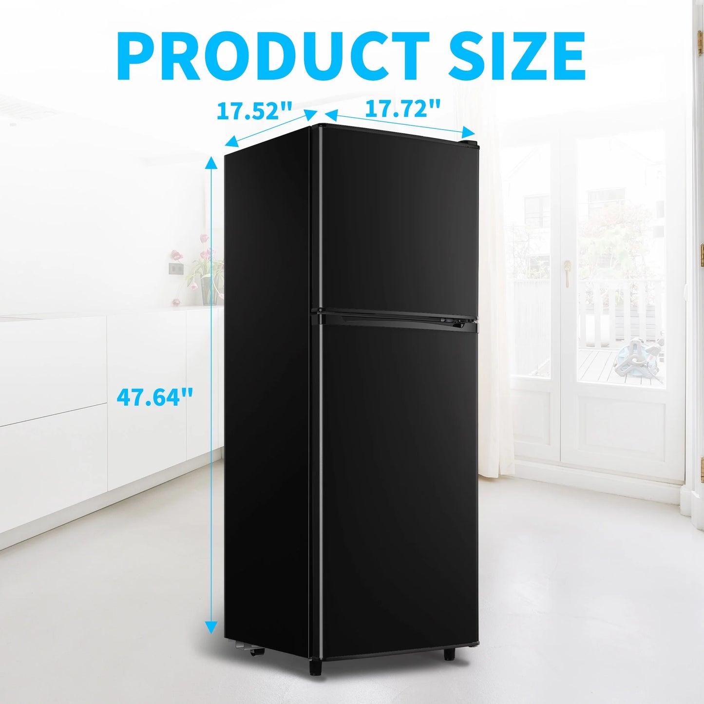 2 Door Mini Fridge with Freezer,4.5 Cu.ft.,5 Adjustable Thermostat & 4 Removable Glass Shelves