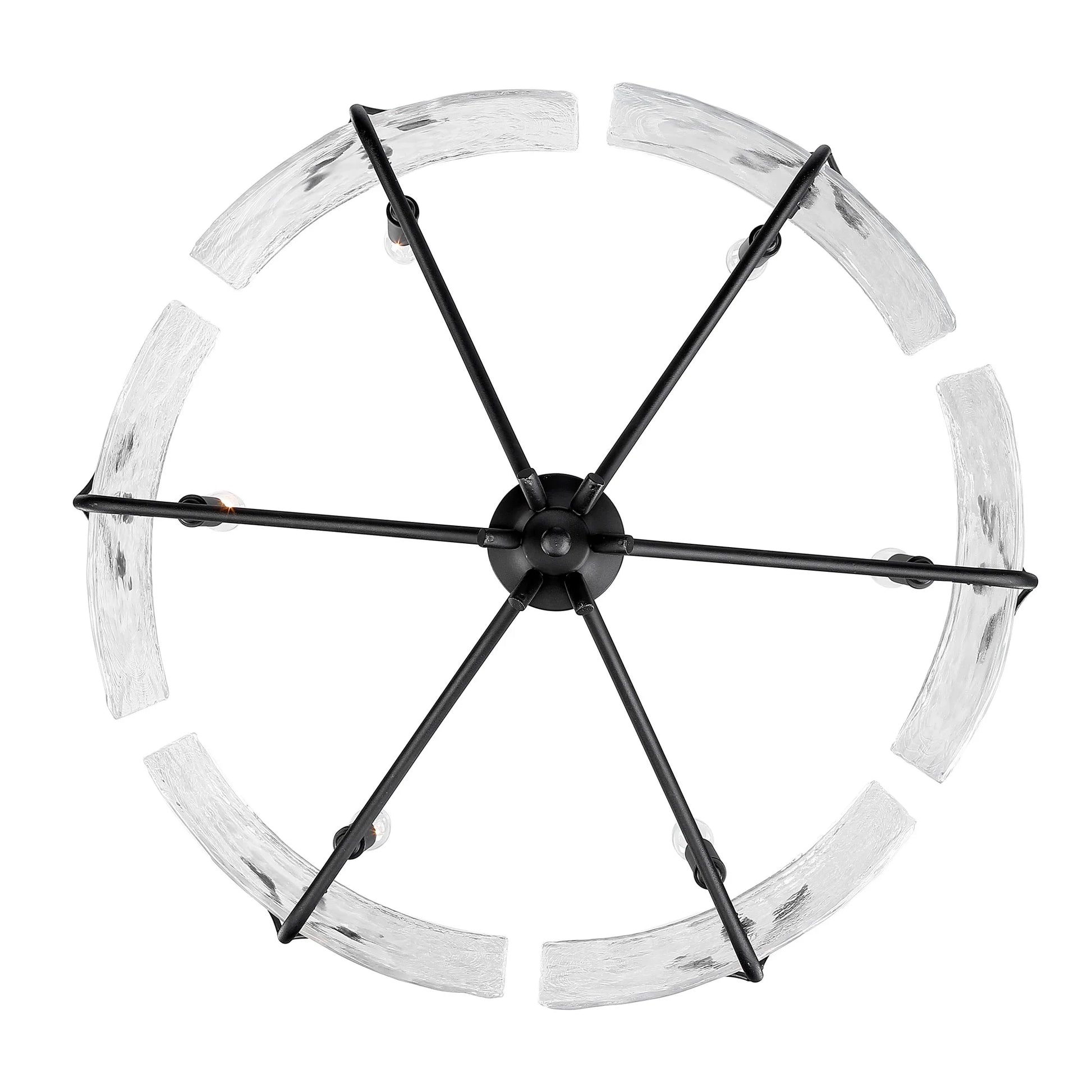 Calla 6-Light Chandelier in Natural Black with Hammered Water Glass