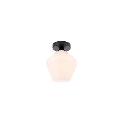 Gene 1 light Brass and Frosted white glass Flush mount