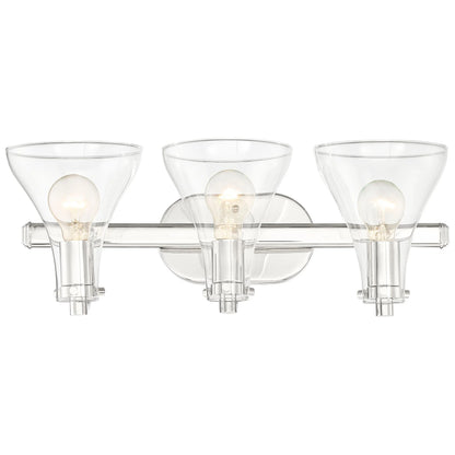 Possini Euro Design Sorren Industrial Modern Wall Light Polished Chrome Hardwire 20 1/2" 3-Light Fixture Clear Glass for Bedroom Bathroom Vanity Home