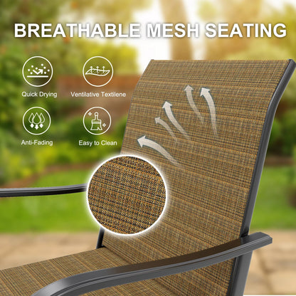 Riedhoff 3-Piece Patio Bar Set with 2 Swivel Chairs & Glass Table,All-Weather,Textile Fabric,Gold