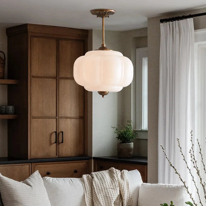 Arturesthome Eloise Scallop Milk Glass Semi-Flush Mount Pendant Ceiling Light