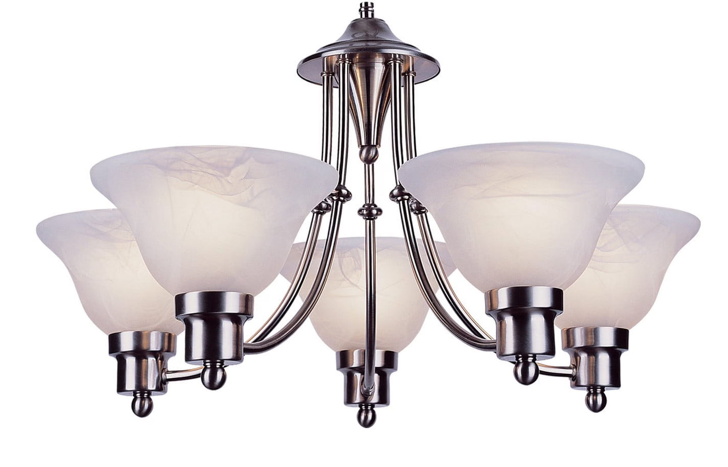 Five Light Brushed Nickel Alabaster Glass Up Chandelier