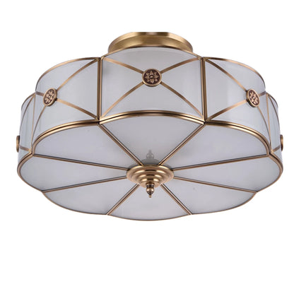 Miumaeov Semi Flush Mount Ceiling Light Fixture 4-Light White Drum Glass Boho Decor Bedroom Kitchen Dining Living Room Entry Foyer Hallway W 18'' X H12''