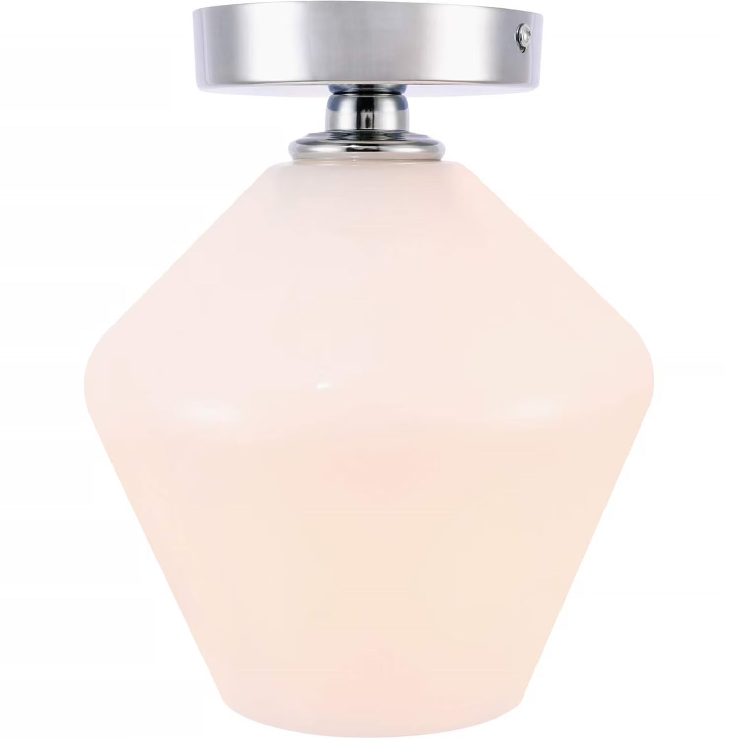 Gene 1 light Brass and Frosted white glass Flush mount