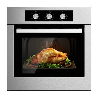 Demifill 24 Inch Single Wall Oven 2.47Cu.ft with 5 Cooking Modes and 360° Hot Air Circulation, Single Wall Oven, Well-made Built-in Oven with 3-layer Tempered Glass for Indoor as Kitchen, Silver