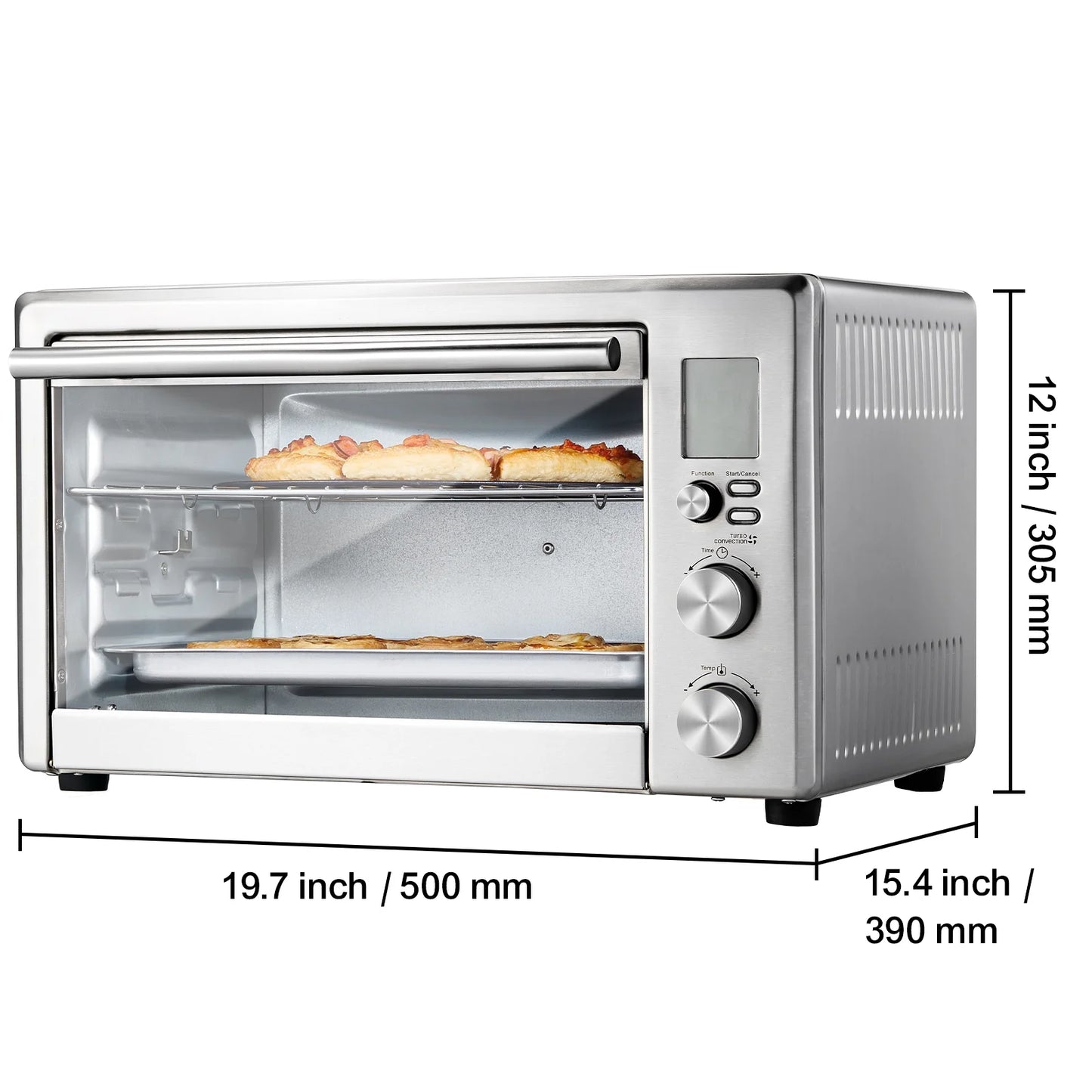 KFFKFF 28L Multifunction Countertop Oven, 1800W, 4-Tier, Front Glass Door, Includes Trays, Wire Racks, Gloves for Home & Commercial