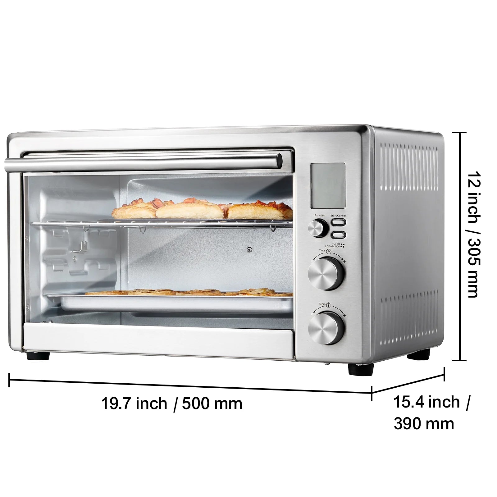 KFFKFF 28L Multifunction Countertop Oven, 1800W, 4-Tier, Front Glass Door, Includes Trays, Wire Racks, Gloves for Home & Commercial