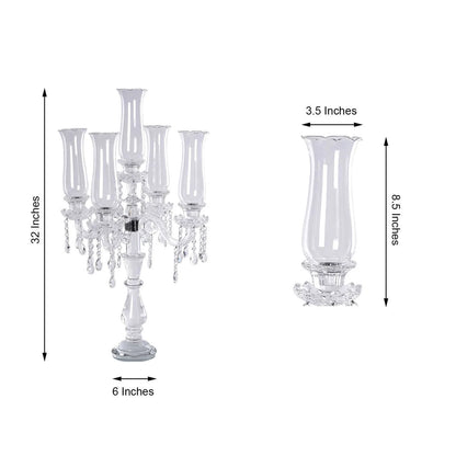 Efavormart 32" Tall 5 Arm PREMIUM Hurricane Taper Crystal Glass Candle Holder Candle Holder Wedding Centerpiece