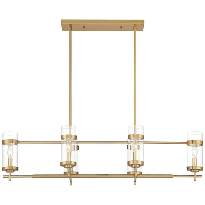 Possini Euro Design Mikel Soft Gold Linear Island Pendant Chandelier 42" Wide Modern Clear Glass Shade 6-Light Fixture for Dining Room House Kitchen