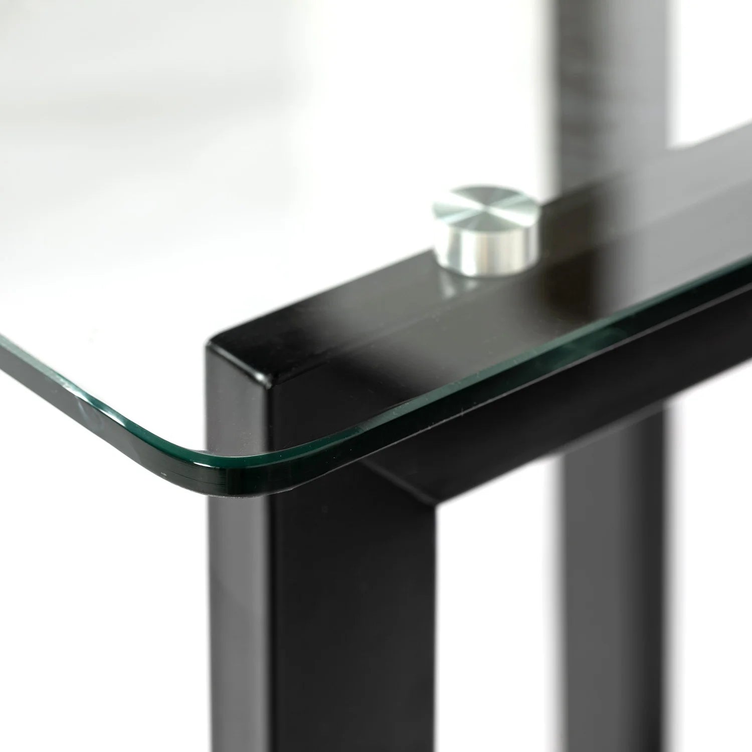 Homycasa Modern Glass Dining Table with Black Metal Legs