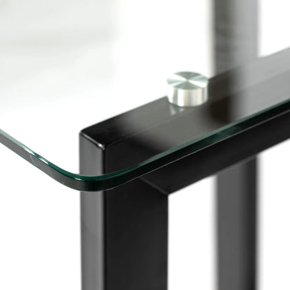 Homycasa Modern Glass Dining Table with Black Metal Legs