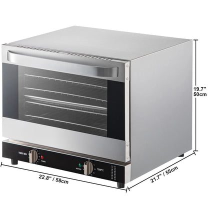 KFFKFF Commercial Convection Oven, 66L/60Qt, Half-Size Conventional Oven Countertop, 1800W 4-Tier Toaster with Front Glass Door, Electric Baking Oven with Trays Wire Racks Clip Gloves, 120V