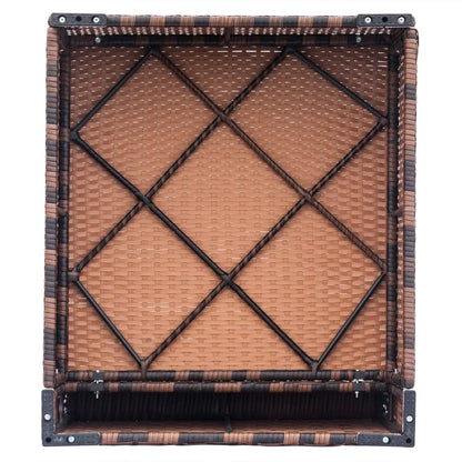 Wicker Patio Sofa Sets, 7 Pieces Outdoor Seating Sets, Lounge Sofa and Tempered Glass Coffee Table, Deck Front Garden Furniture Set, Brown Rattan + Beige Cushion