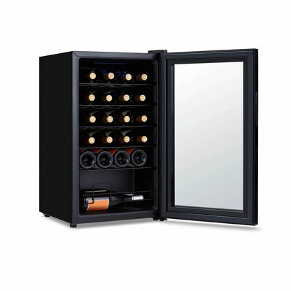 Newair Shadow Series Wine Cooler Refrigerator 24 Bottle, Freestanding Mirrored Wine Fridge with Double-Layer Tempered Glass Door & Compressor Cooling for Reds, Whites, and Sparkling Wine