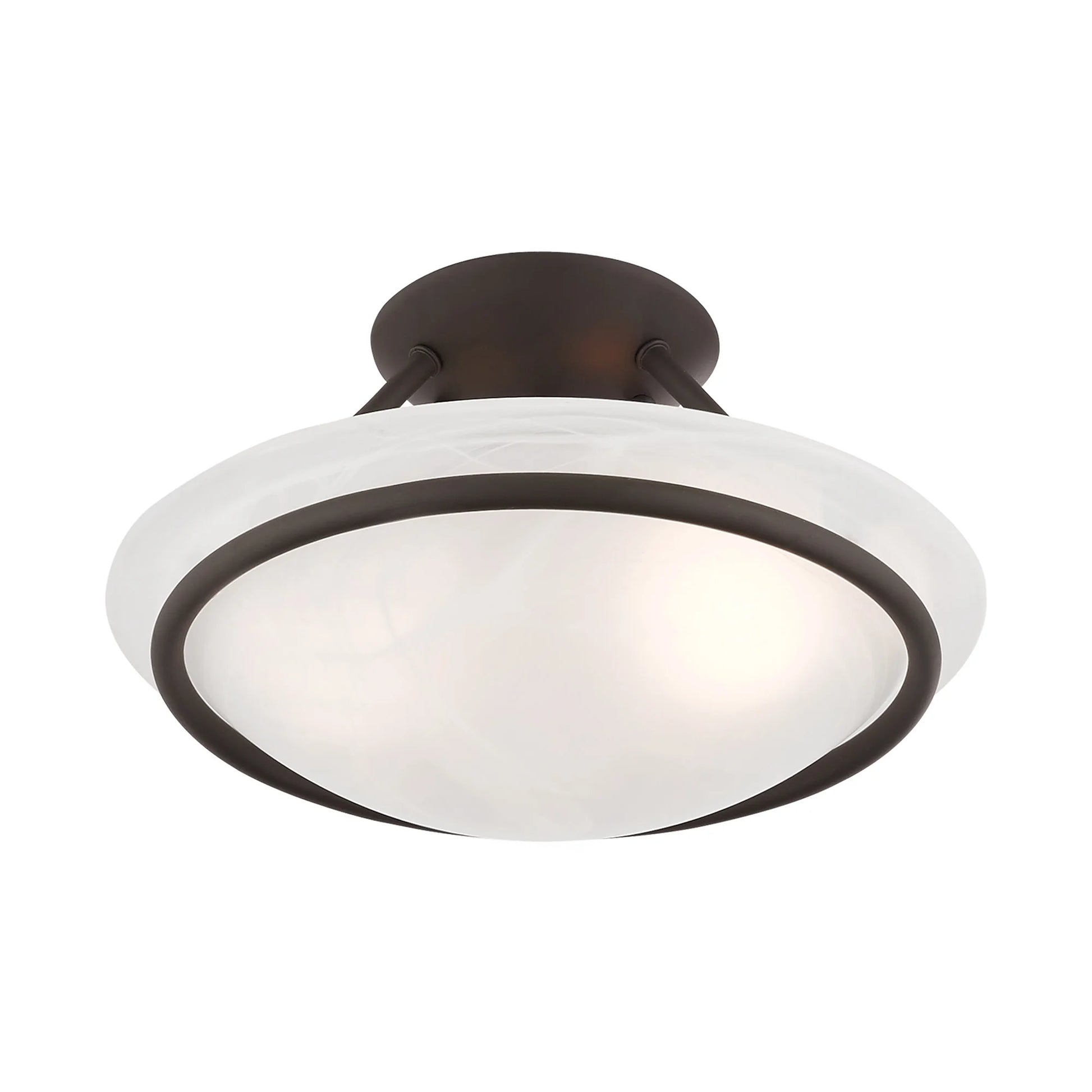 Livex Lighting Newburgh Black/White Stainless Steel/Alabaster Glass Ceiling Mount