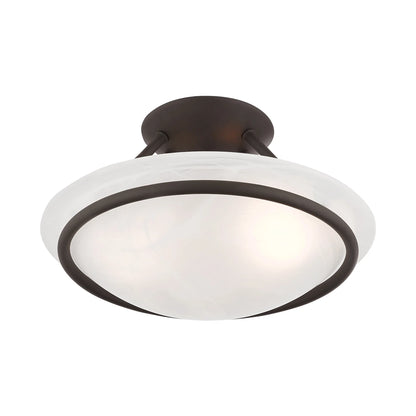 Livex Lighting Newburgh Black/White Stainless Steel/Alabaster Glass Ceiling Mount
