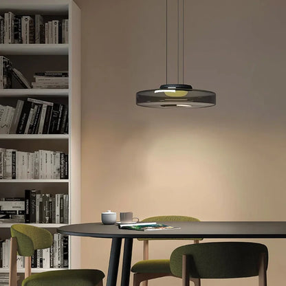 Arturesthome Contemporary Multi-Layer Clear Glass Pendant Lighting, Amber/Green/Grey