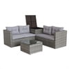 SEGMART Patio Furniture Sets, 4 Piece Patio Furniture Sets with Loveseat Sofa, Storage Box, Tempered Glass Coffee Table, All-Weather Patio Sectional Sofa Set with Cushions for Backyard Garden Pool