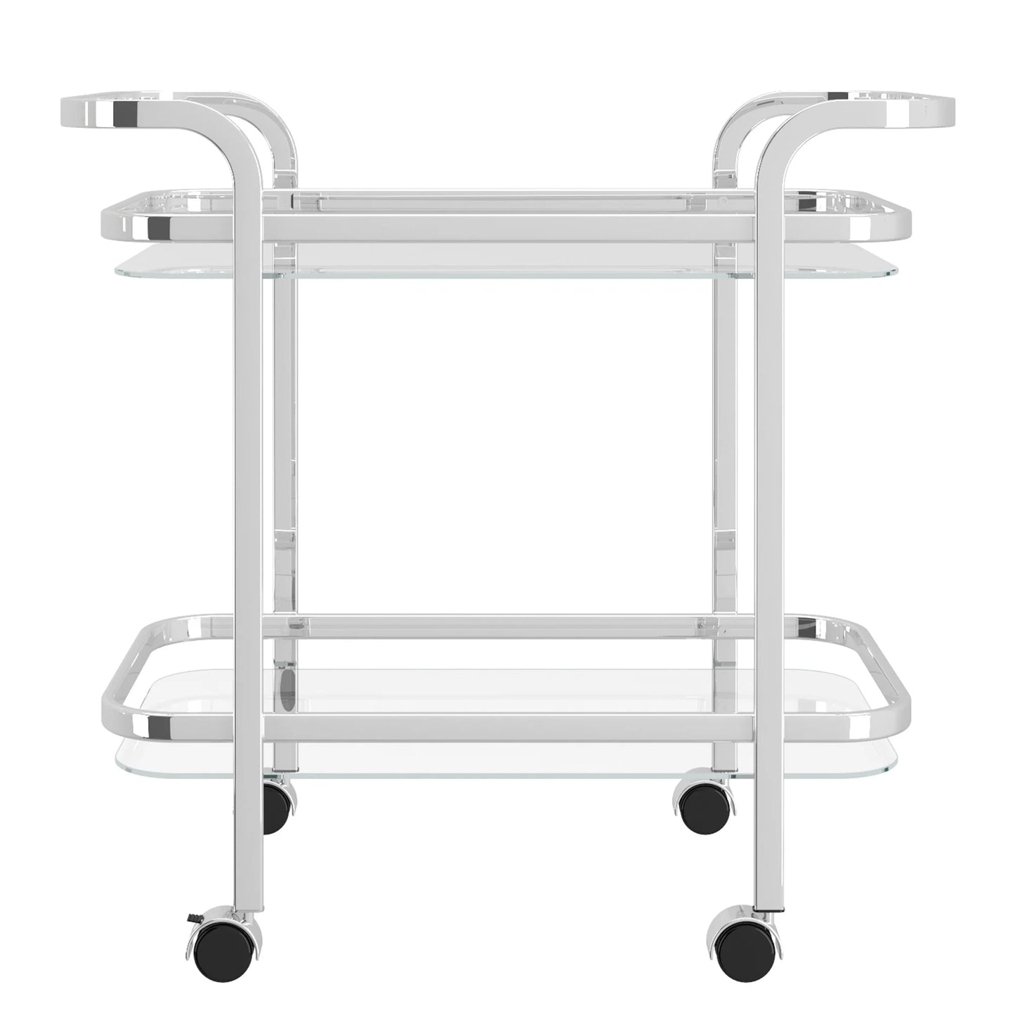Contemporary Home Living 2-Tier Bar Cart with Glass Top - 29.5" - Chrome and Clear