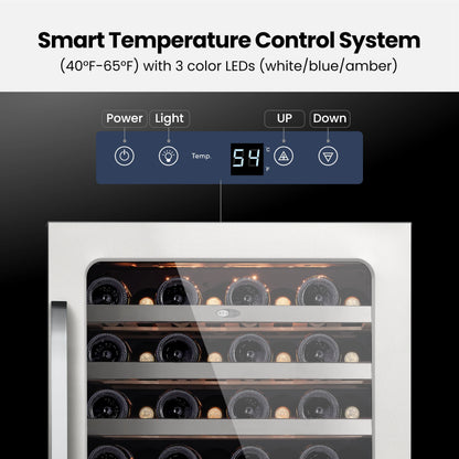 Whynter 24 inch Wine Cooler Refrigerator, 54 Bottle Wine Fridge with Stainless Steel Glass Door