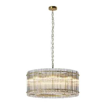 37 Inch Modern Gold Round Chandelier 2 Tier 8 Light Water Ripple Crystal Glass for Dining Room Living Room Bedroom High Ceiling Foyer Entryway