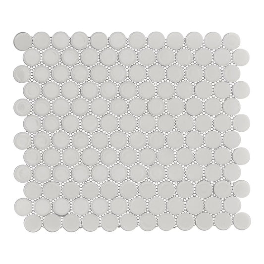 Huelva 12.68" x 11.02" Glass Penny Mosaic Floor and Wall Tile in White (Pack of 11)